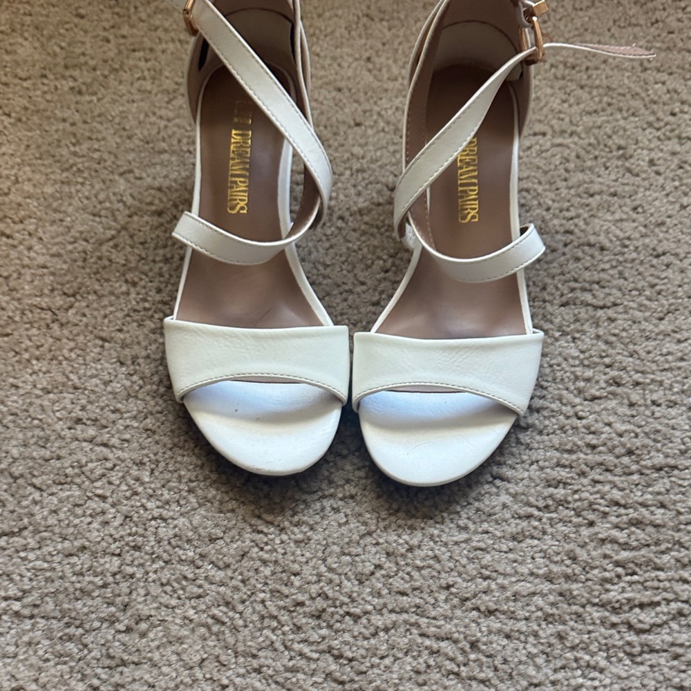 Dream Pairs Cream Strappy Heels